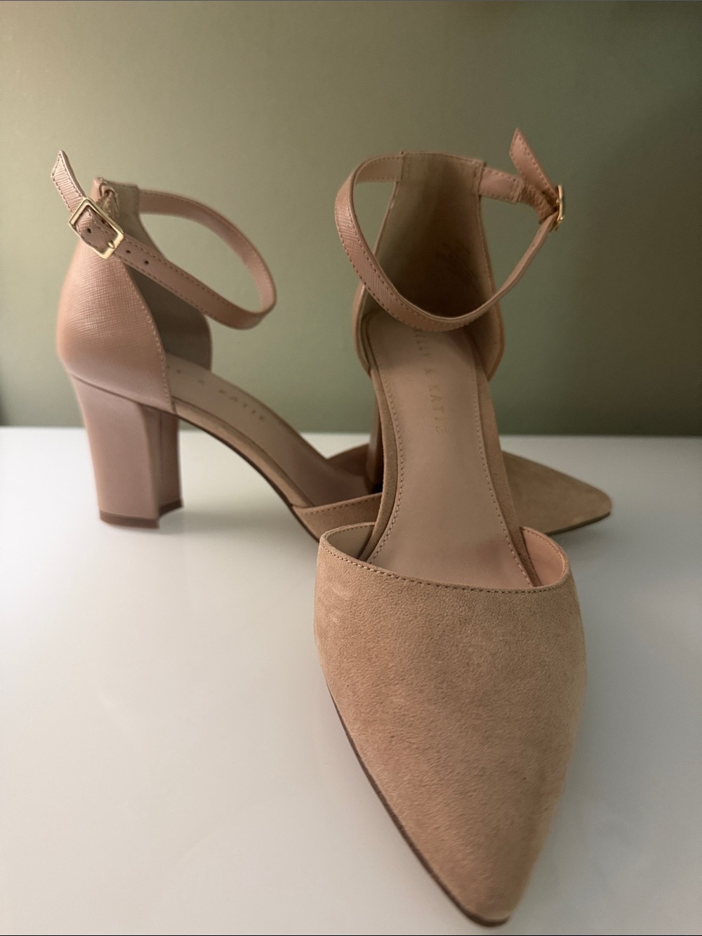 Never Worn! Kelly & Katie Women's Nude Ankle-Strap Pointed Toe Heels